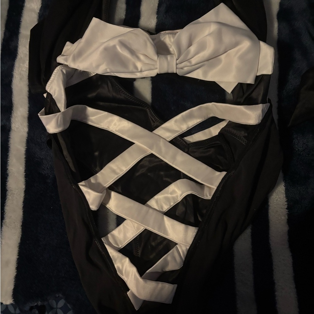 Victoria's Secret Black and White Crisscross One Piece